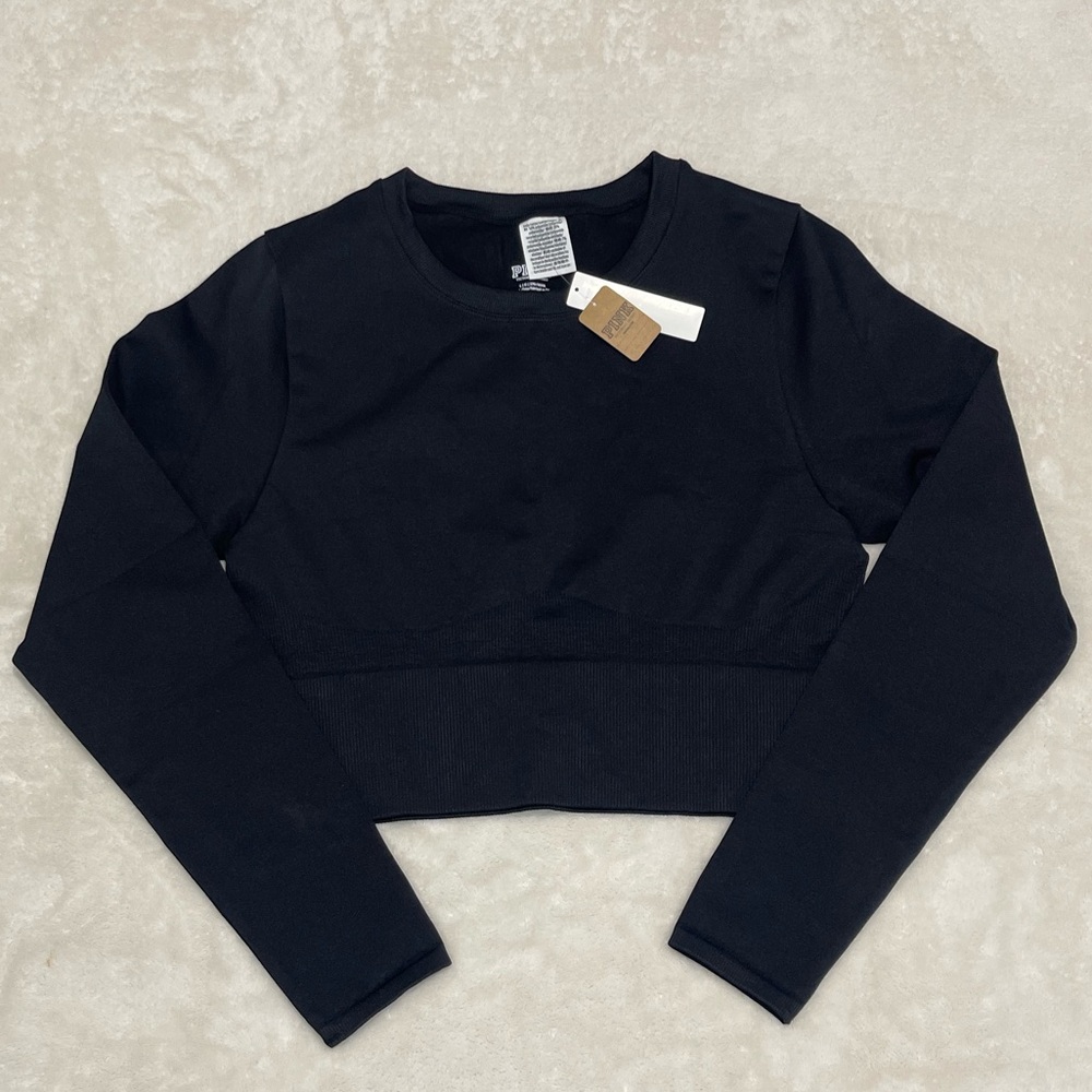 PINK Victoria's Secret Black Activewear Long Sleeve Top